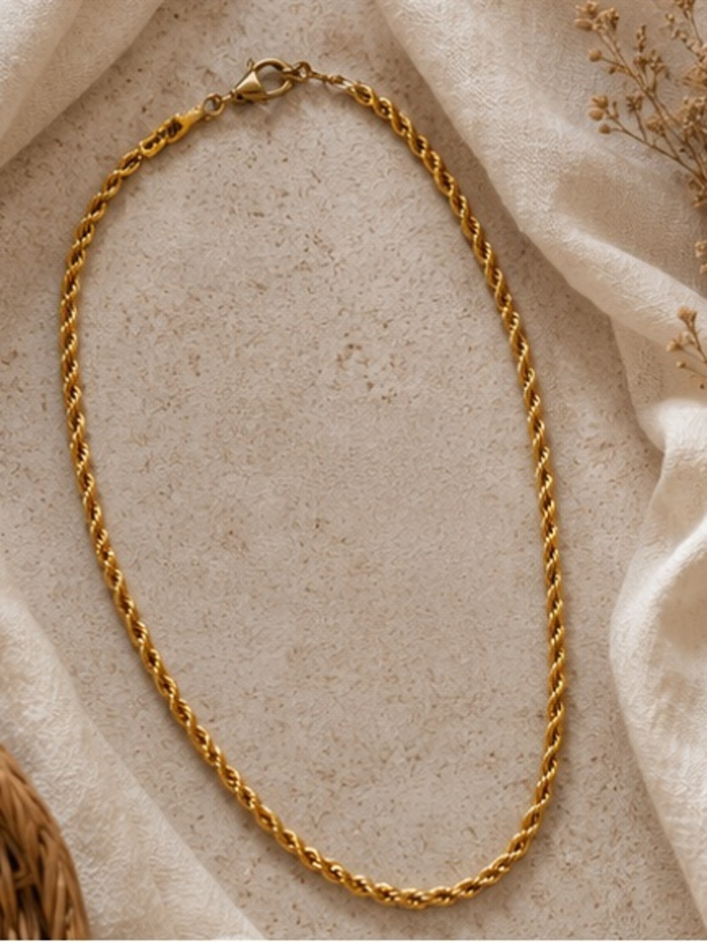 💦 Waterproof Gold Rope Chain Necklace 💦